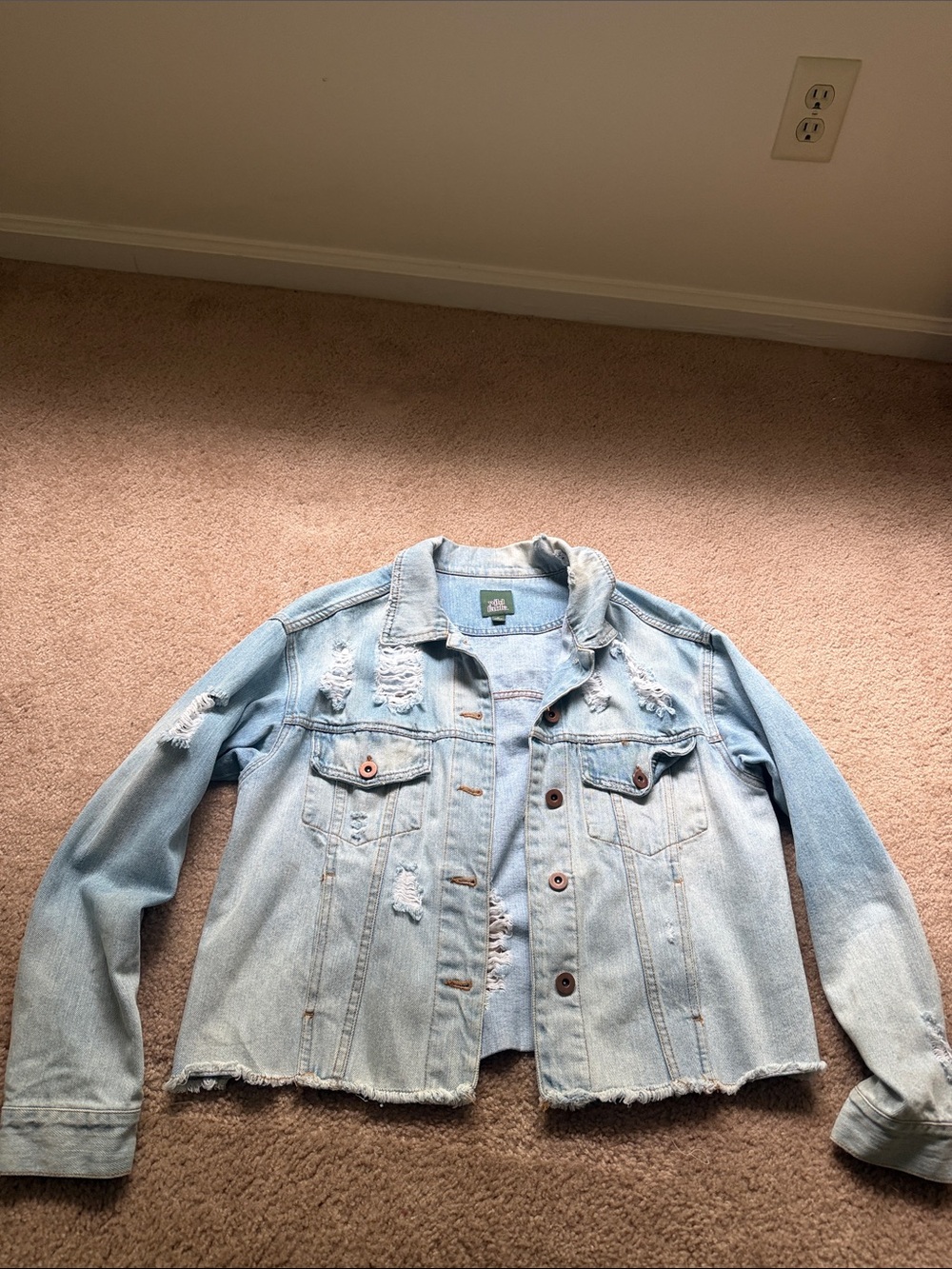 wild fable Light Blue Distressed Denim Jacket